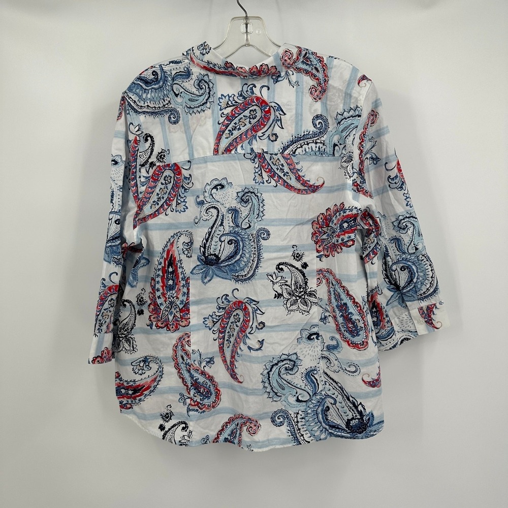 Chicos Womens Paisley Top Size 3 US XL Americana Coastal Summer Vibrant Bold - Picture 2 of 8